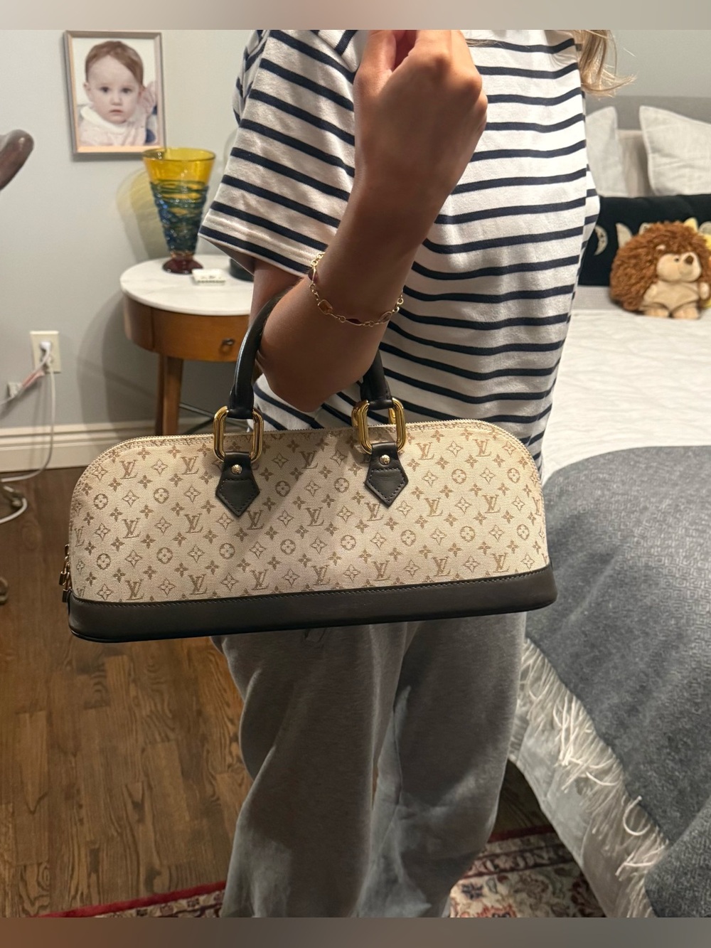 Louis Vuitton Beige Monogram Canvas and Brown Leather Satchel - Picture 16 of 16
